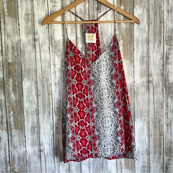 Peace Love Cake Red and Gray Snake Print Camisole - Picture 2 of 7